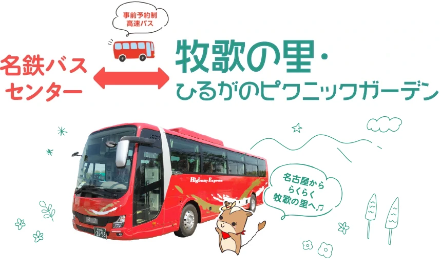 『名鉄バスセンター~牧歌の里ひるがのピクニックガーデン』(事前予約制高速バス)