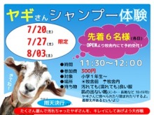 「ヤギのシャンプー体験」開催!